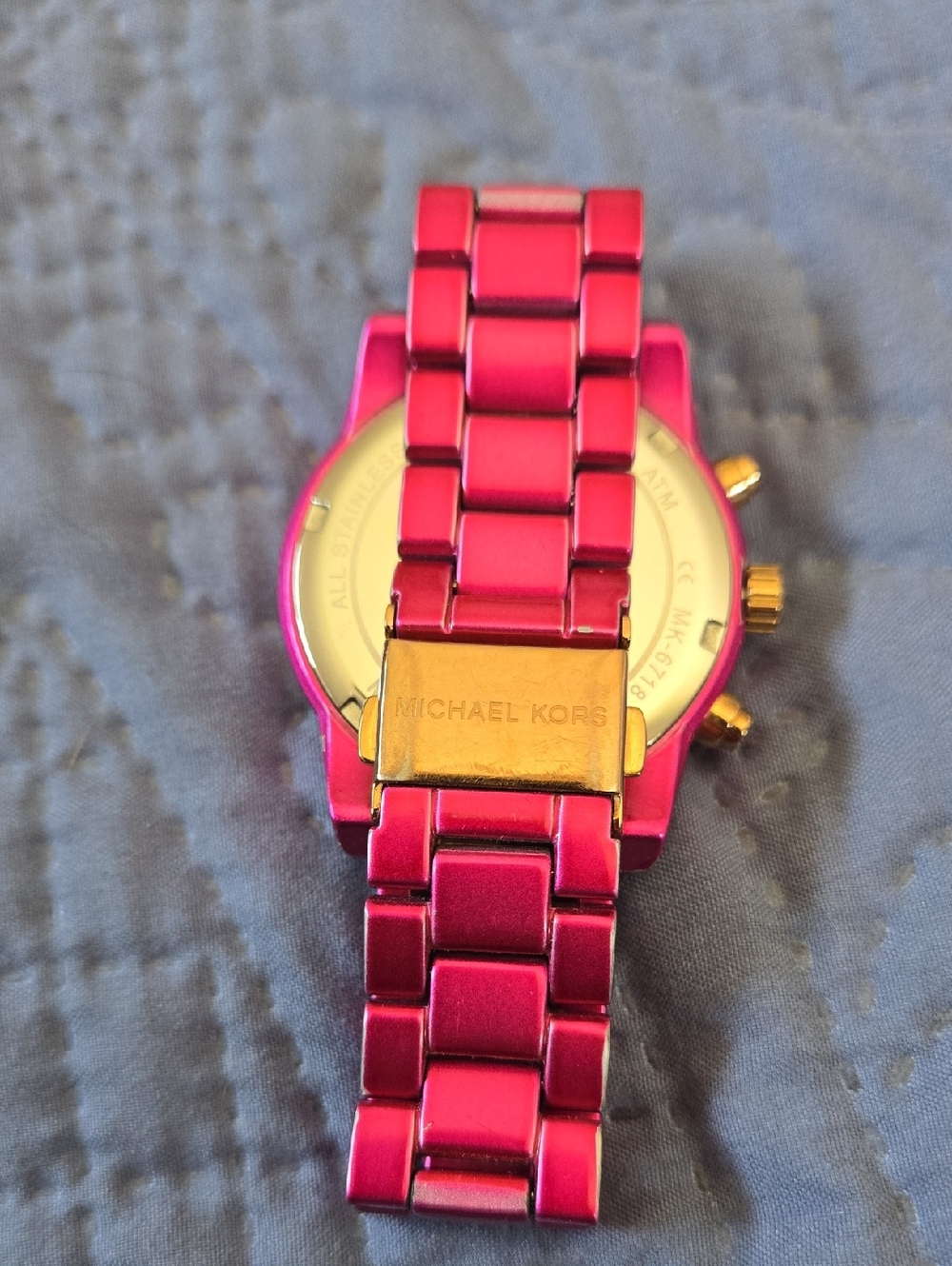 Michael Kors Pink and Gold Crystal-Trim Chronograph Watch - Picture 2 of 6
